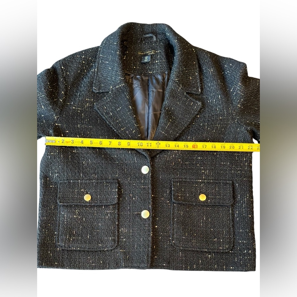 House of Harlow 1960 Black Tweed Blazer with Gold Buttons Women’s Size Large - Picture 12 of 14